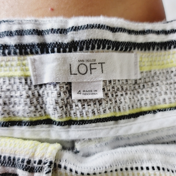 LOFT Womens Yellow Stipped Mini Short - Picture 4 of 4